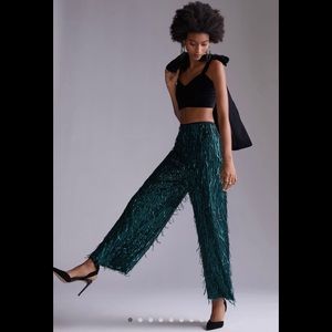 NWT | Maeve Fringed Sequined Wide-leg Pants in Women